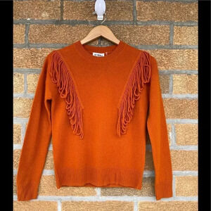 27 MILES JAEGER FRINGED CREW SWEATER XS
